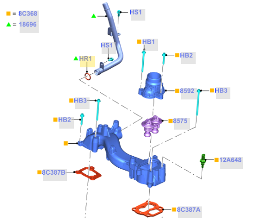 2011 Ford Lower Hose O Rings Engine Coolant Pipe O-Rings For Ford F150 5.0L & Mustang 2011-2020 - BC3Z-8590-F & DR3Z-8566-A Mustang Coolant System Seals