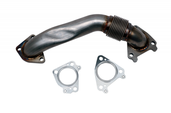 Wehrli Custom Fabrication - Wehrli Custom Fabrication 2" Stainless Steel Single Turbo System Passenger Side Up-Pipe, 2001-2004 GM 6.6L LB7