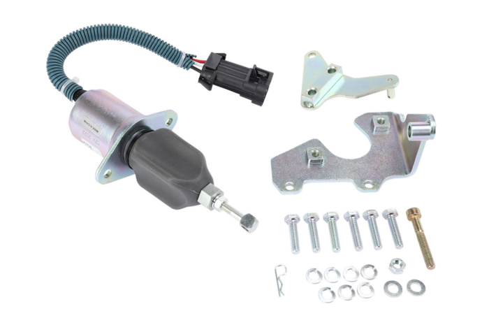 Woodward - Woodward Fuel Shutoff Solenoid & Bracket, 1994-1998 5.9L Cummins