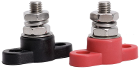 Electrical - Electrical Components - Fastronix Solutions - 3/8" Single Stud Power & Ground Junction Block (Red & Black)