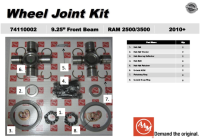 American Axle Manufacturing (AAM) 1555 Series Front Axle U-Joint Kit, 2010+ Ram 2500/3500 9.25" Front