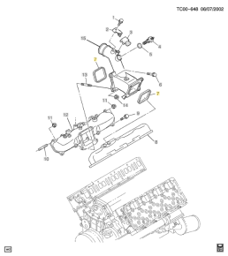 GM - Genuine GM Intake Runner Y-Bridge Gasket, 2001-2005 GM 6.6L - Image 2